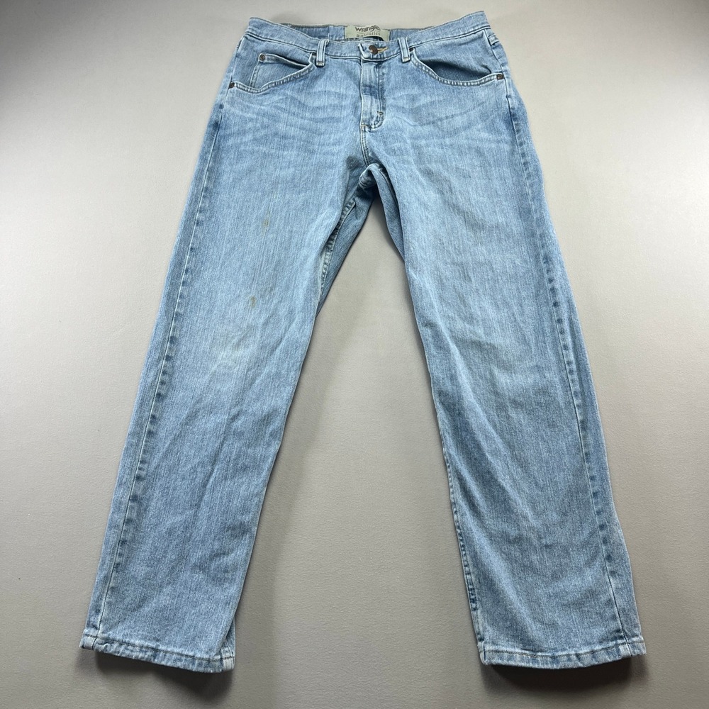 Wrangler Authentics Flex Jeans Mens 32x30 Blue Denim Cotton Stretch Straight Leg